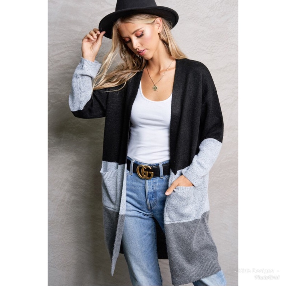 ❤️NEW Perfect Longline Color Block Pocket Cardigan - Picture 4 of 7